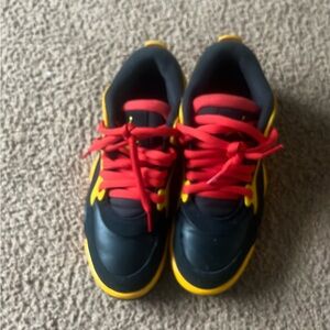 Jordan Kids Black and Yellow Sneakers with Red Accents